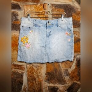 Thalia blue floral Denim skirt